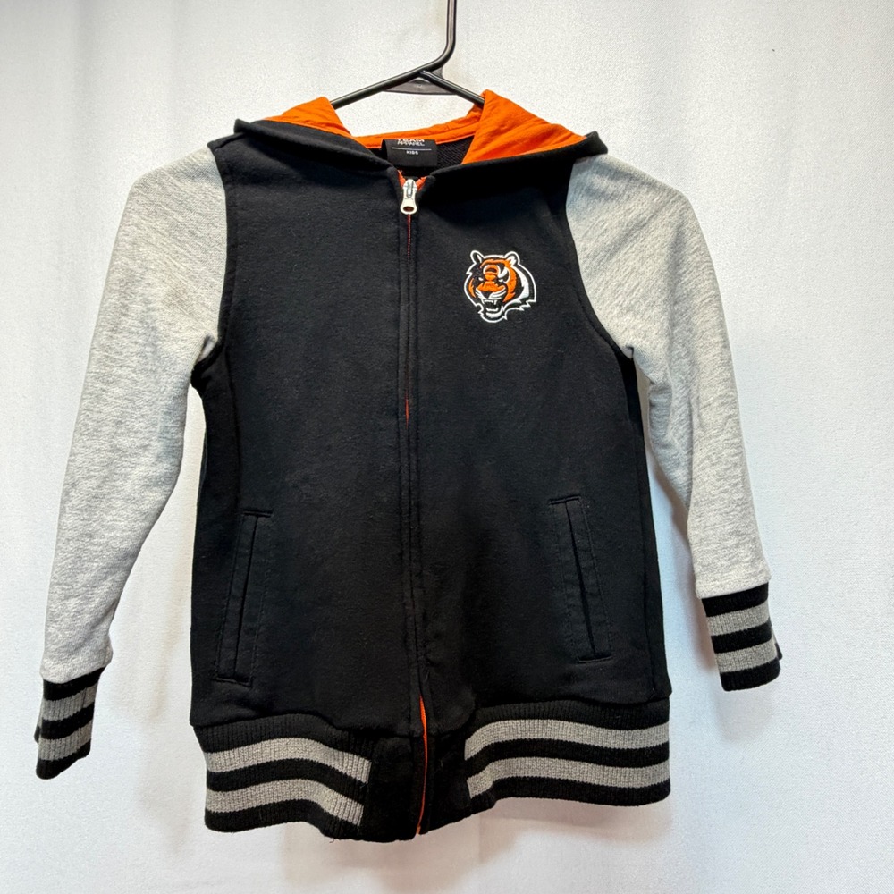 Cincinnati Bengals Hoodie Kids Youth 6X Team Apparel Black Full Zip Logo NFL